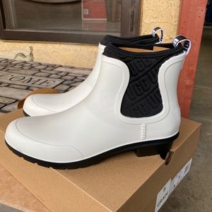 UGG Black and White Womens Rain Boots